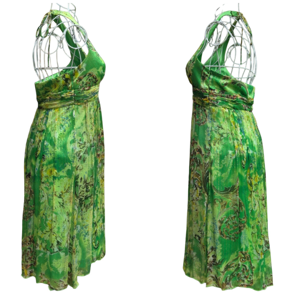 Sue Wong Vintage 100% Silk Emerald Green Halter Dress Size 6 - Picture 3 of 8